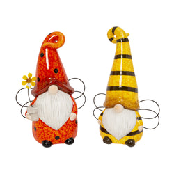 9.8 in. Terracotta Ladybug and Bee Gnome Figurines, set of 2