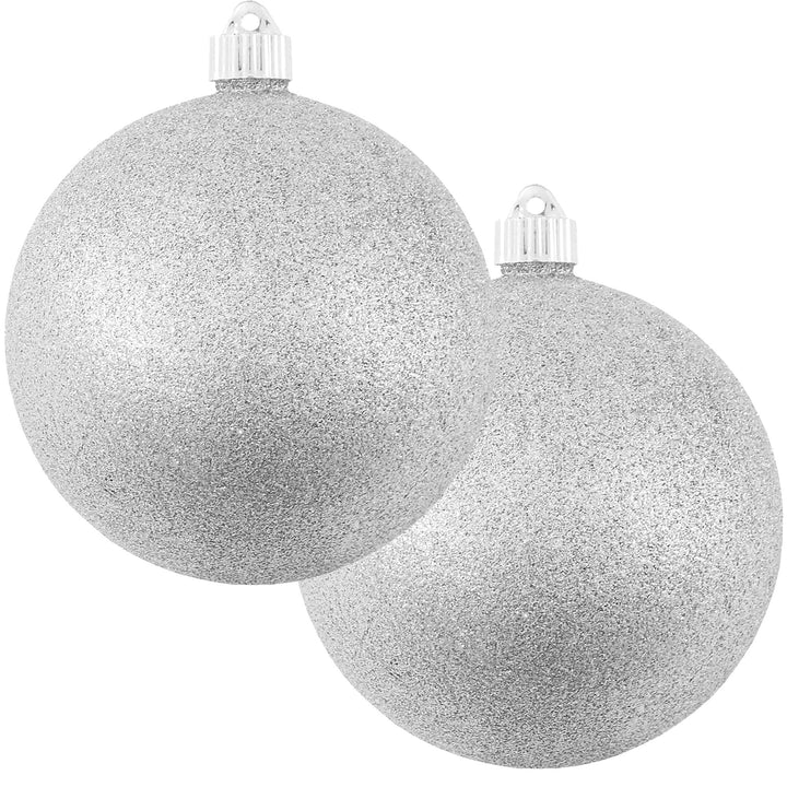 Christmas by Krebs Silver Glitter 6 in Shatterproof Commercial Grade Christmas Ornaments Set of 2 #KBX04741