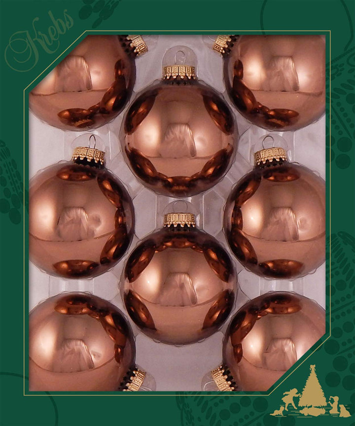 Christmas by Krebs Acacia Brown 2.63 in Glass Christmas Tree Ornaments Set of 8 #KBX70416