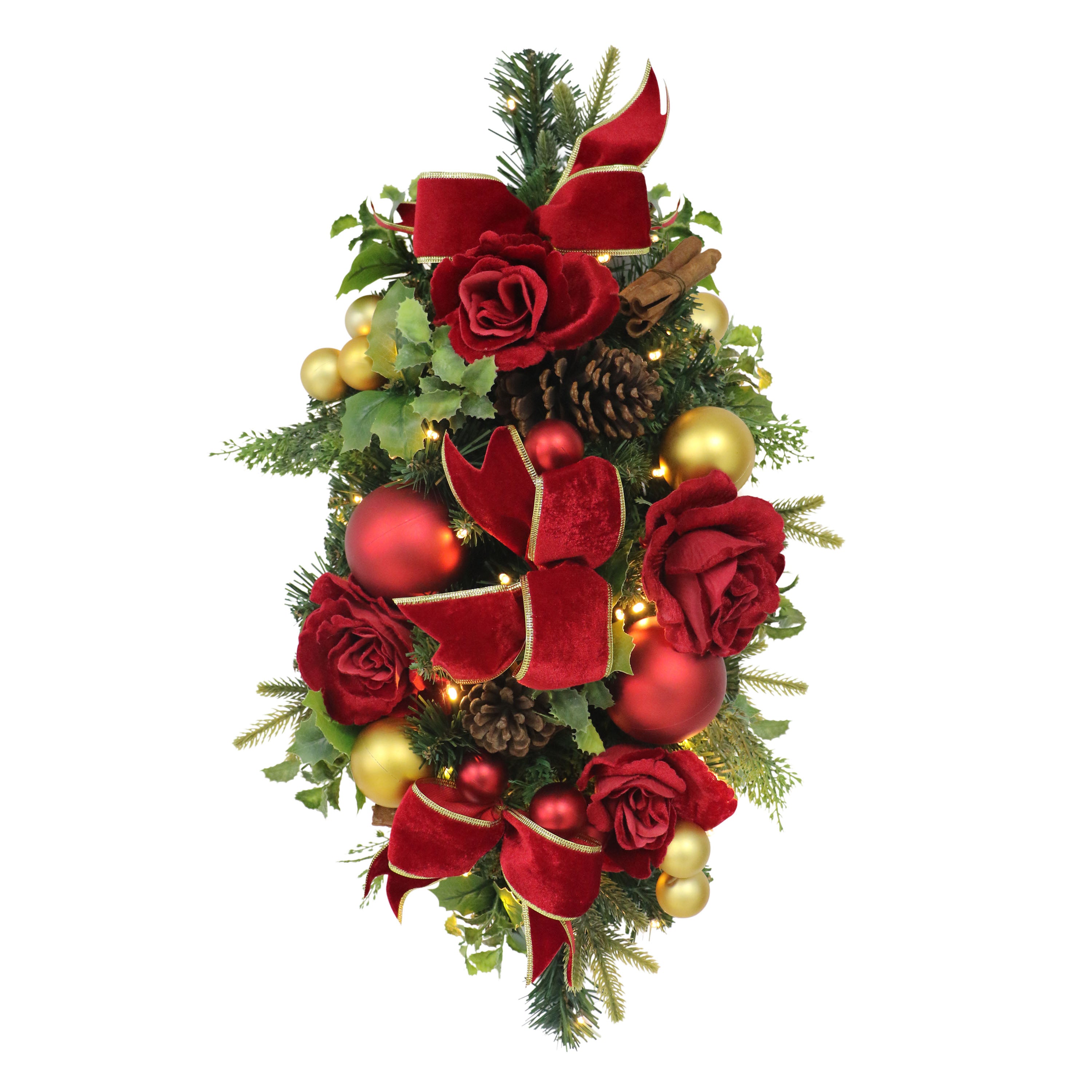 28" Artificial Pre-Lit Adorned Banister Swag Battery-Operated 51020-ST28LW07A-BO