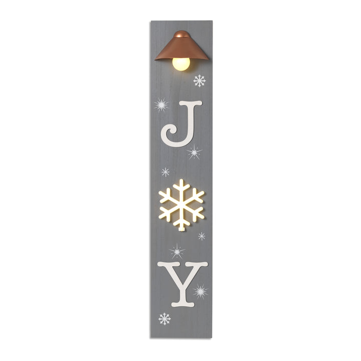 Festive 40 Inch Battery Operated Lighted Wood Joy Porch Sign with Easel and Timer #2733940EC