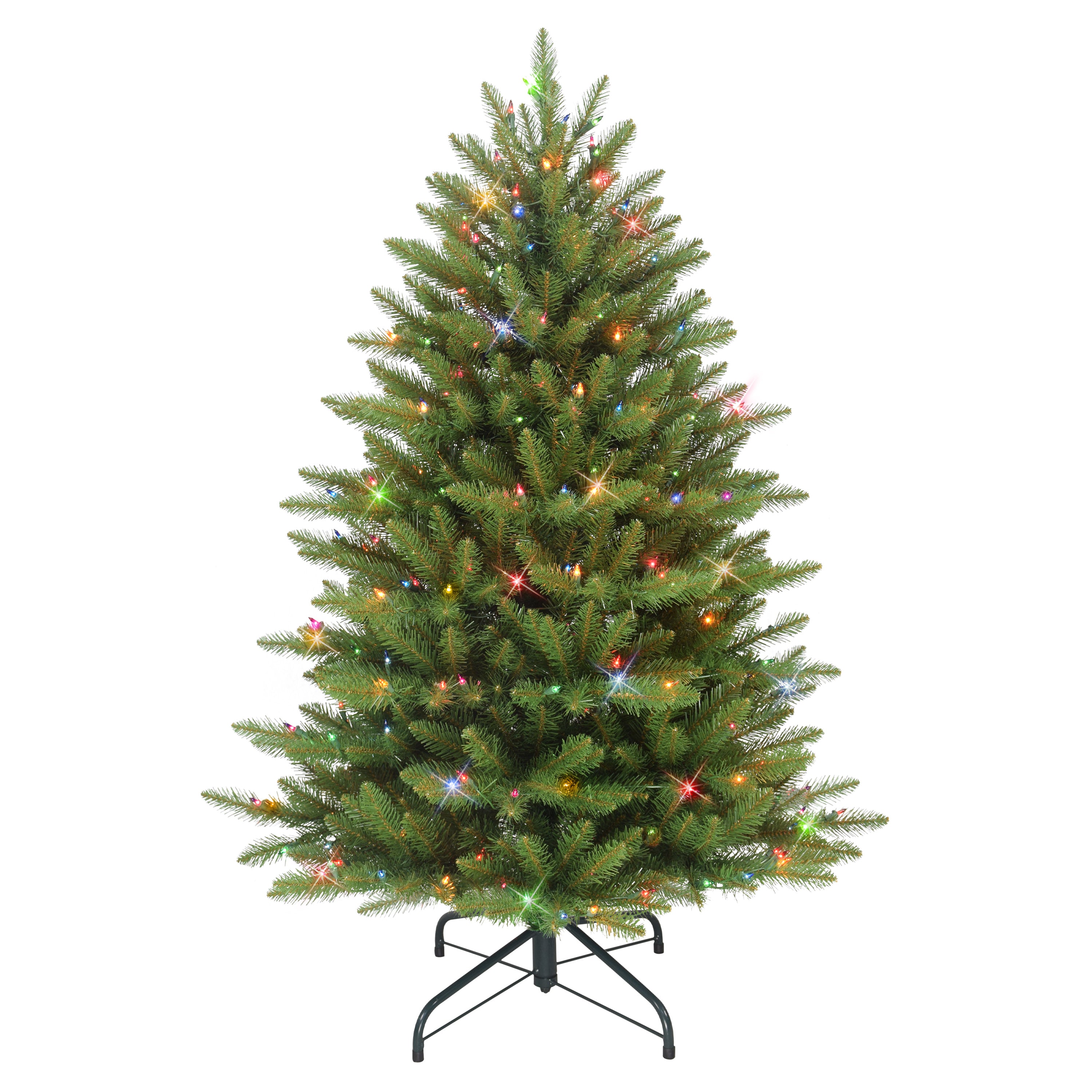 4.5 ft Pre-Lit Fraser Fir Artificial Christmas Tree with 250 UL Multi-Color Lights Metal Stand Green FFA-45M25