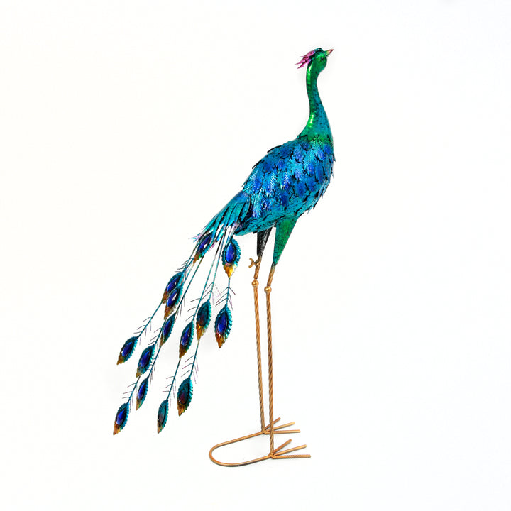 35 in. Metal Peacock Figurine