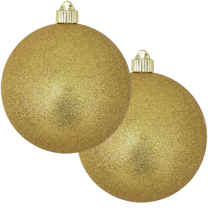 Christmas by Krebs Gold Glitter 6 in Shatterproof Commercial Grade Christmas Ornaments Set of 2 #KBX04740