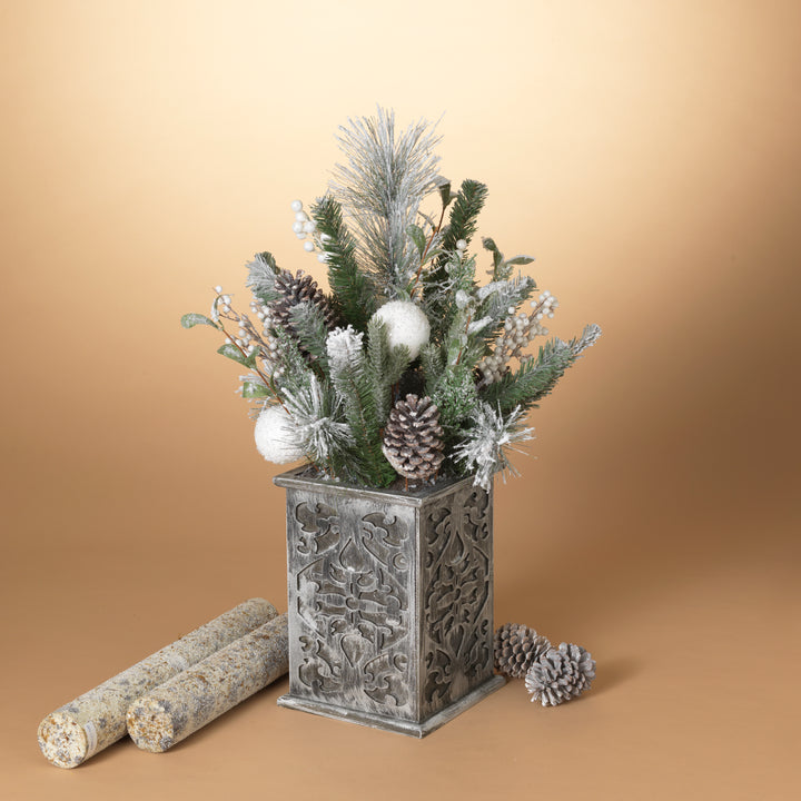 Artisanal 35 in H Holiday Porch Bucket with Floral Arrangement 2550450EC