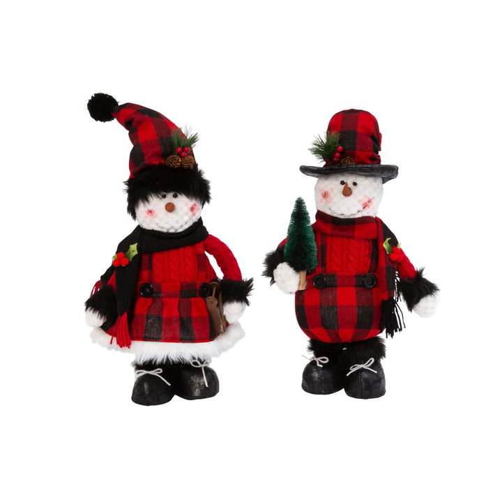 15 in. Plush Standing Holiday Snowman Figurine Set of 2 #2550950EC