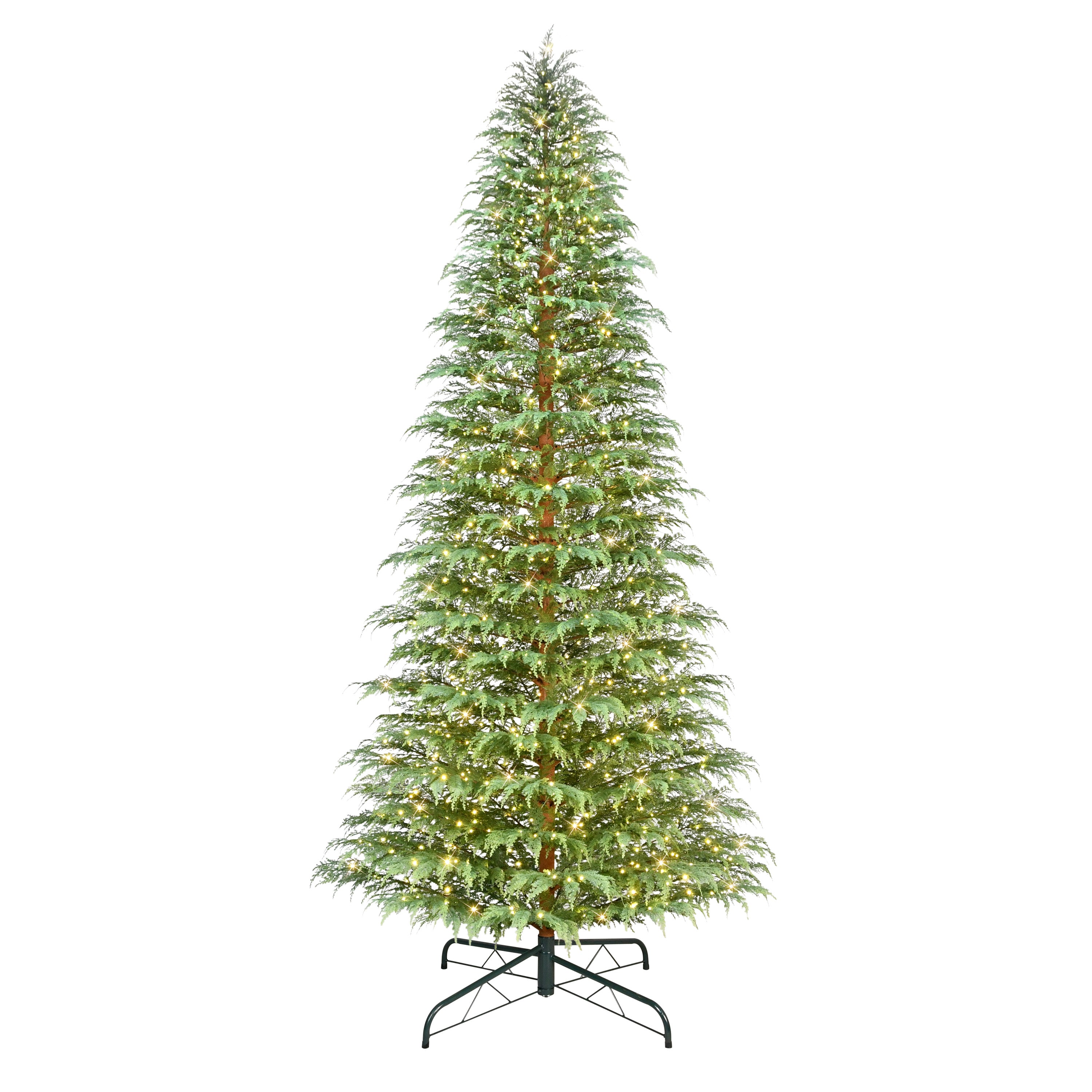 12' Pre-Lit Artificial Cypress Christmas PE Tree with LED Rice Lights 4658-T120RLW10A