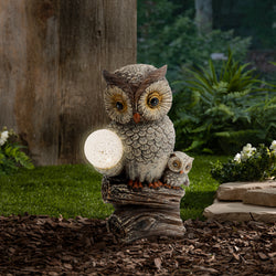 11.5 in. Solar Powered Resin Owl Statue
