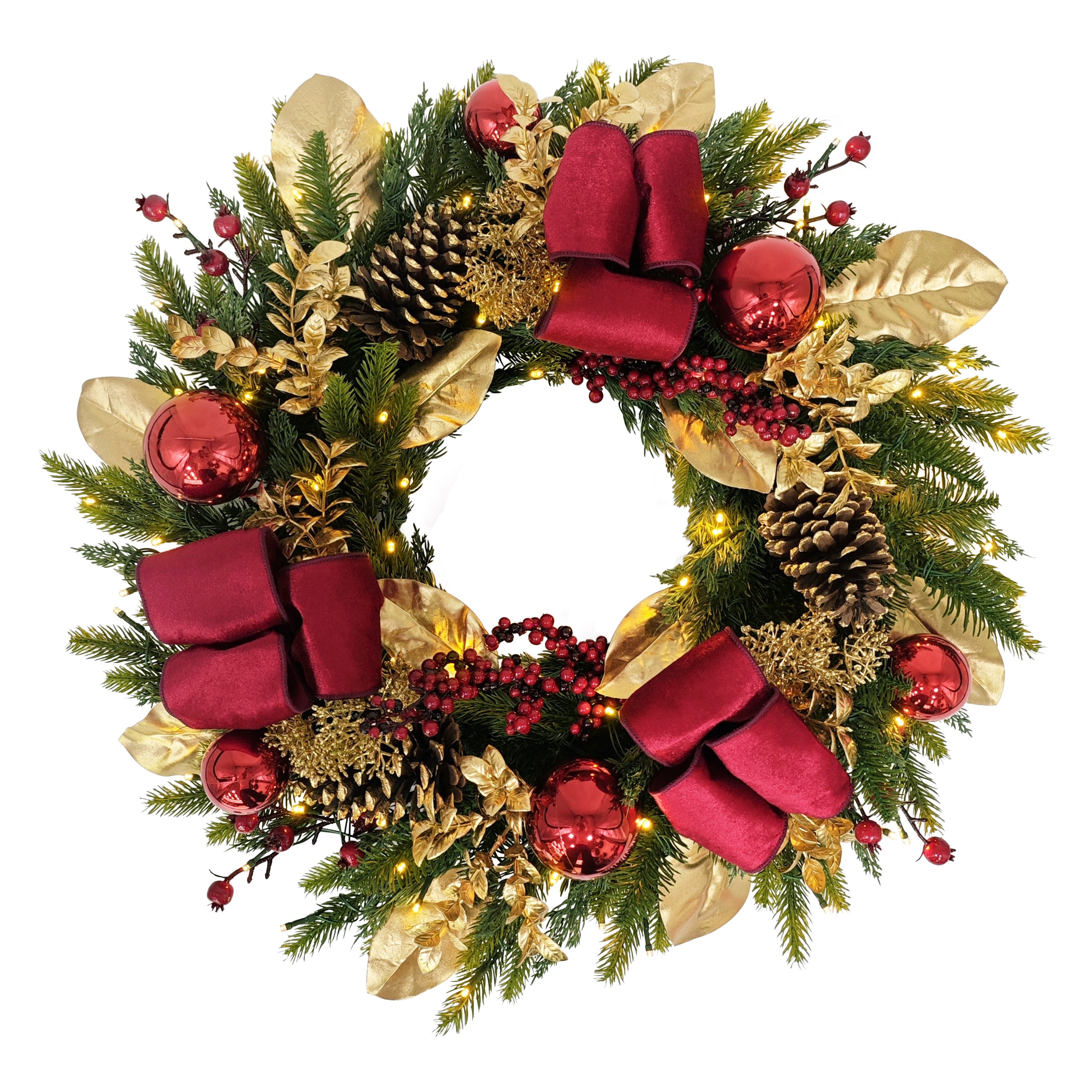 26" Pre-Lit Artificial Adorned Christmas Wreath 51018-W26LW08A-BO
