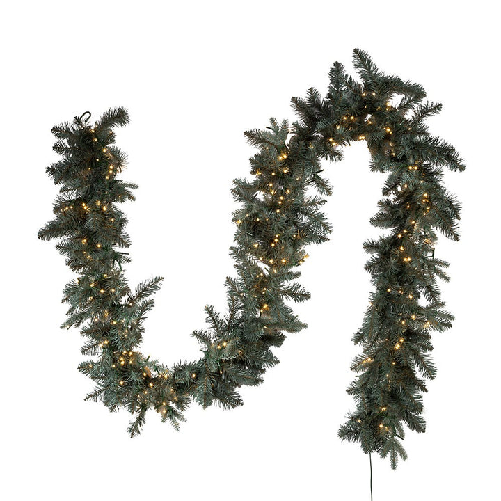 Kurt Adler 9-Foot Pre-Lit Warm White Cluster LED Blue Spruce Garland