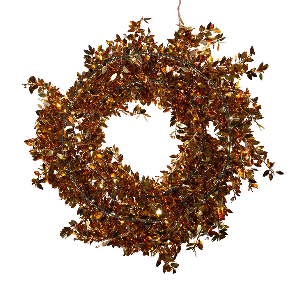 Kurt Adler 24-Inch Pre-Lit Gold Foil Wreath
