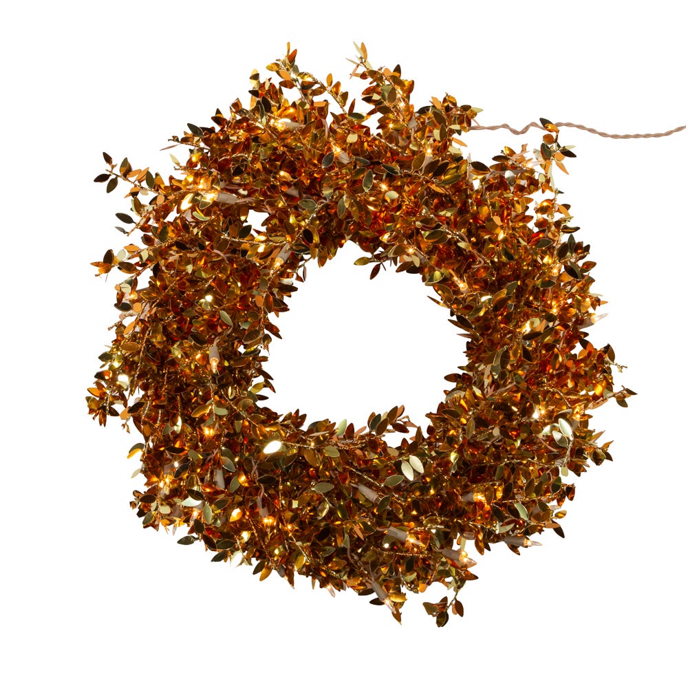 Kurt Adler 24-Inch Pre-Lit Gold Foil Wreath P7238