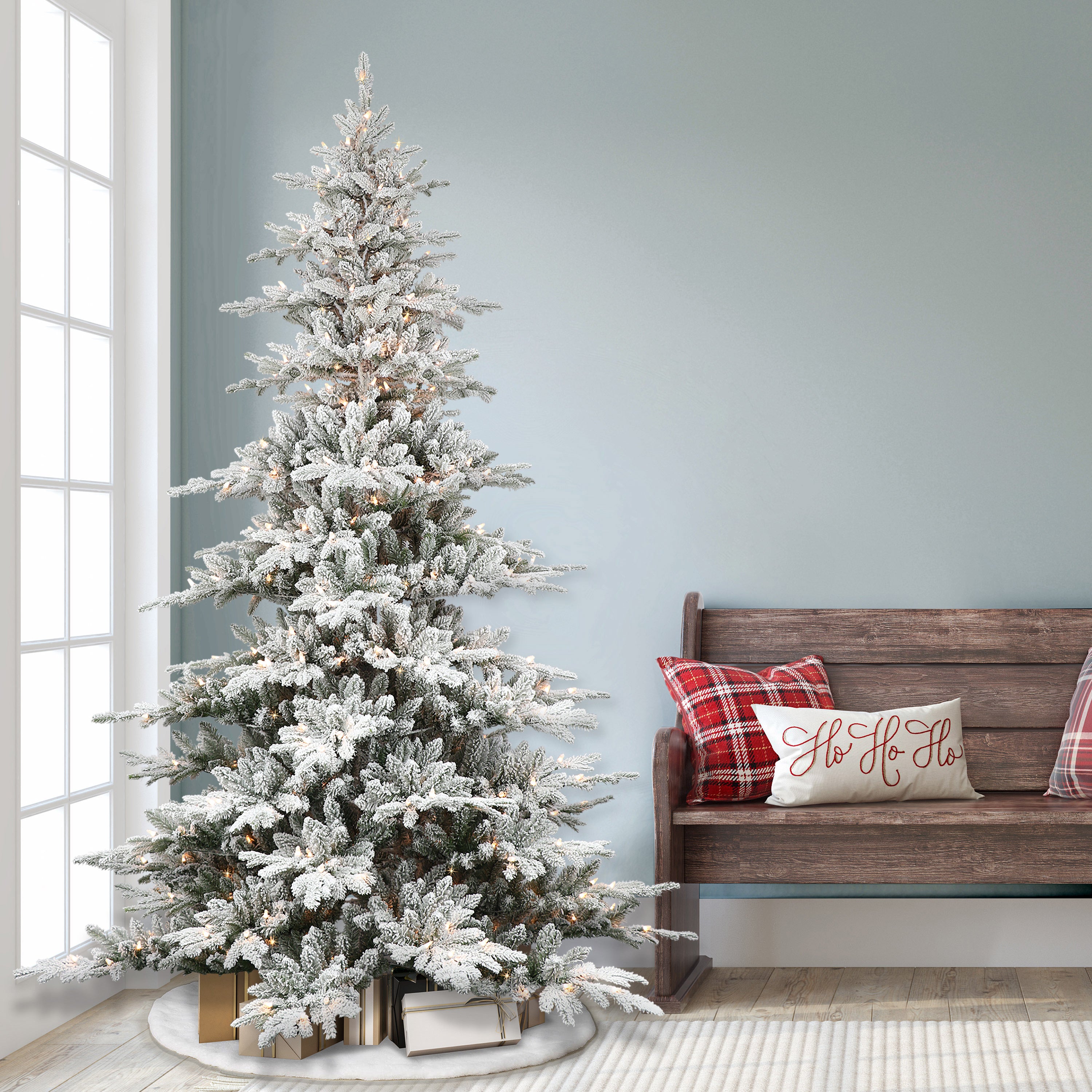 6.5ft Pre-lit Flocked Utah Fir Christmas Tree