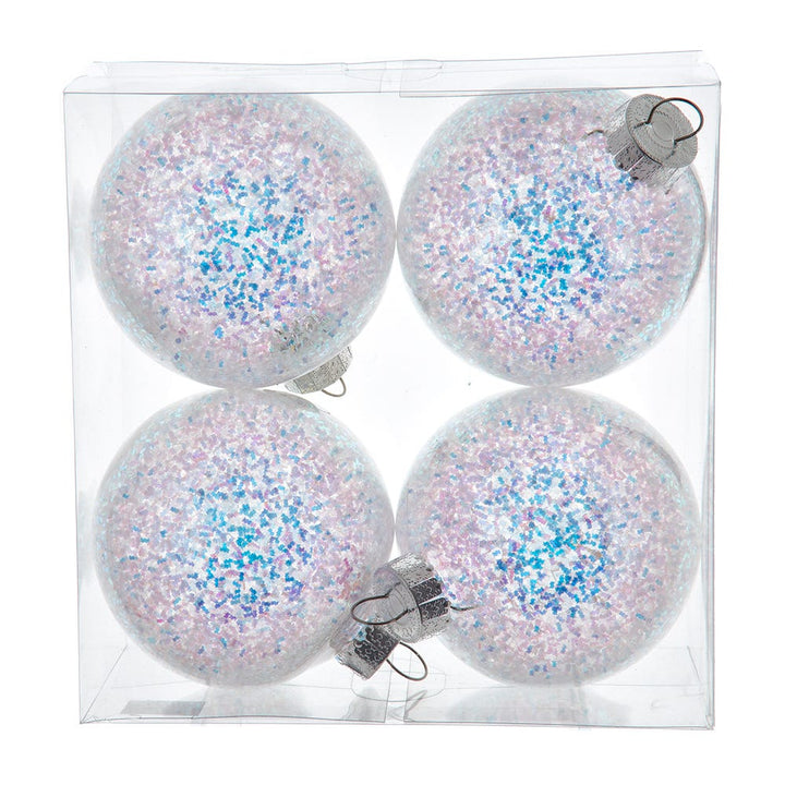 Kurt Adler 120MM 4pc Shatterproof Iridescent Glittered Ball Ornaments