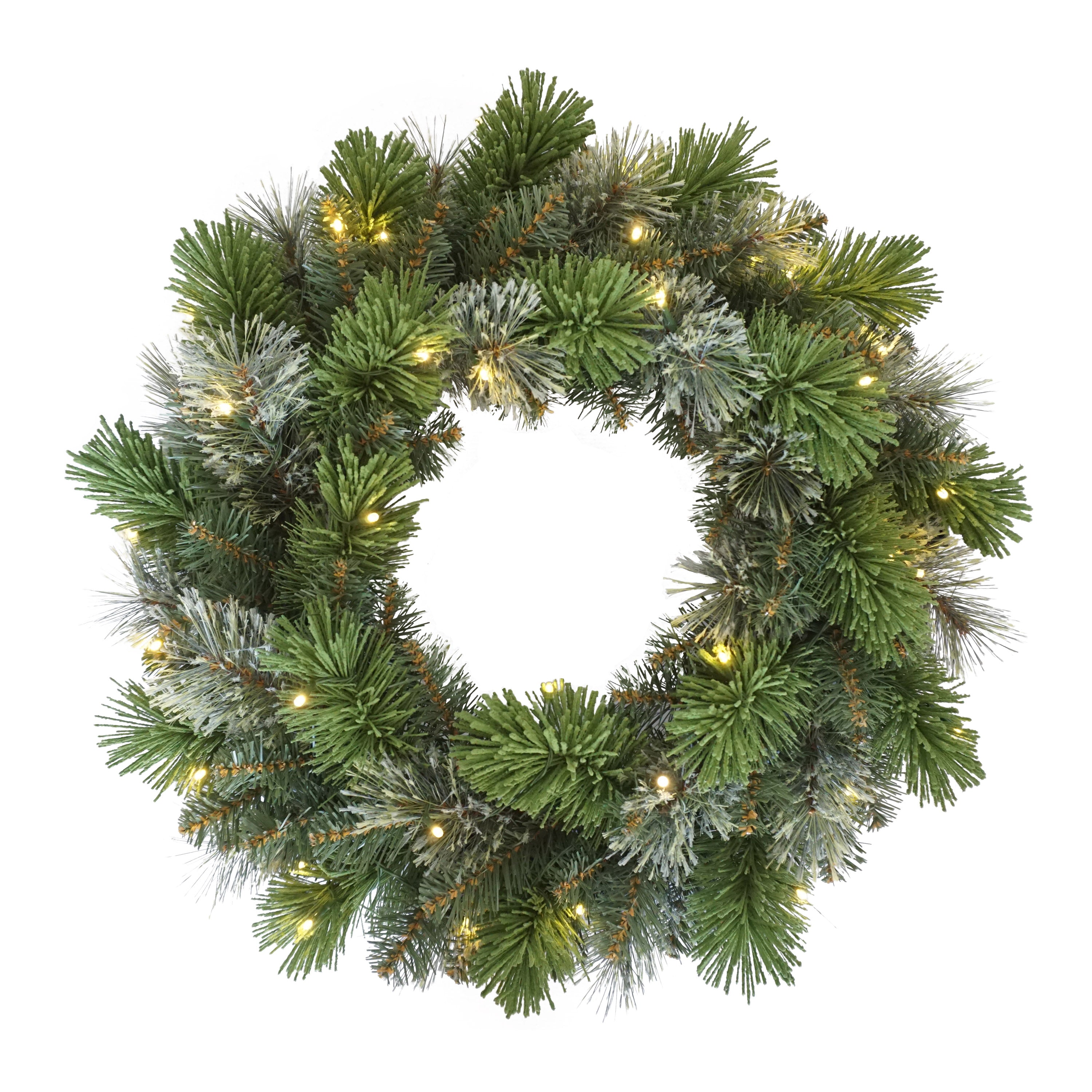 24" Pre-Lit Artificial Oklahoma Pine Wreath with LED Lights OKL-W24LW035A-BO