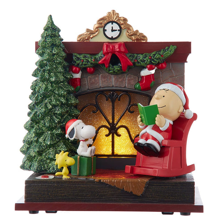 Kurt Adler 6-Inch Peanuts Battery-Operated Musical Fireplace Table Piece