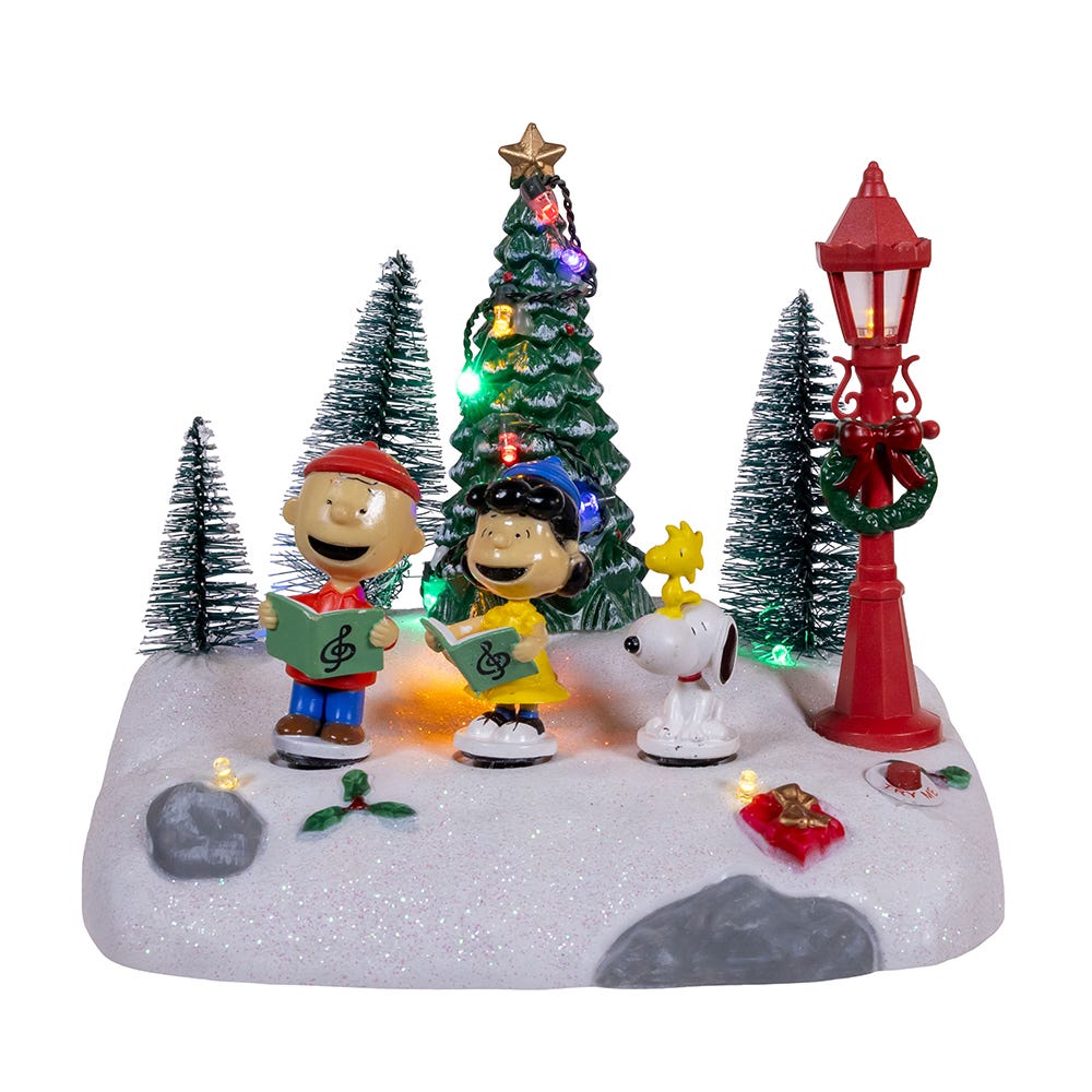 Kurt Adler 6-Inch Peanuts Battery-Operated Lighted Musical Carolers Table  Piece