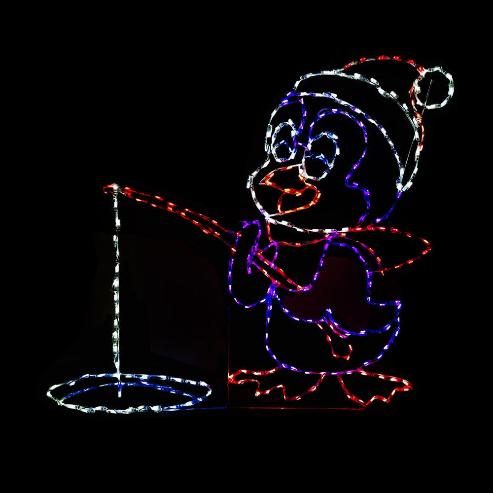 Brite Ideas 60" Penguin with Fishing Rod LED Display PNGROD