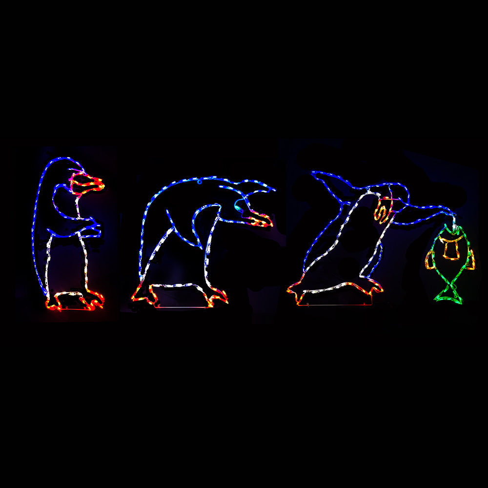 Brite Ideas 39" Fishing Penguin Set Animated LED Display PNGSET
