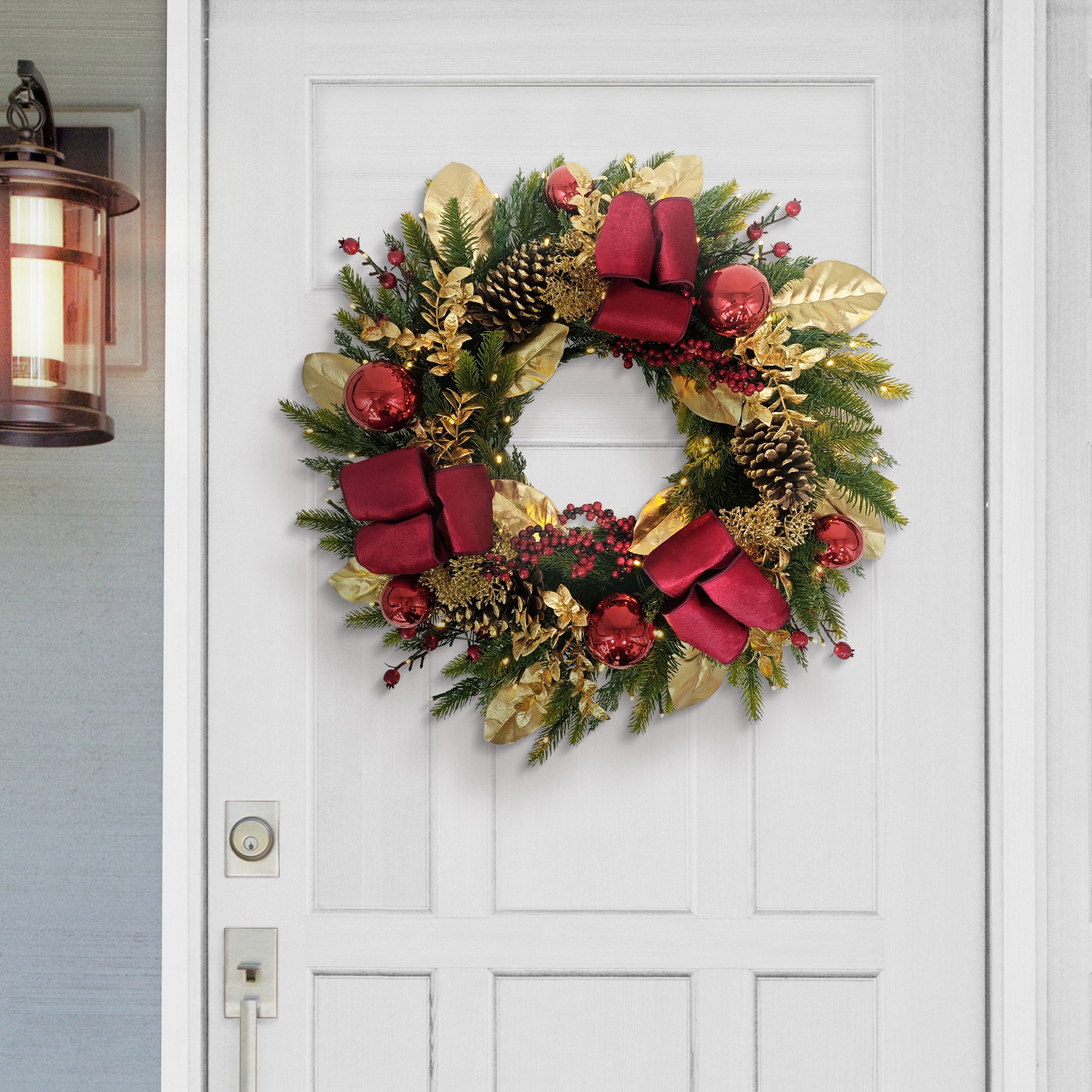 26" Pre-Lit Adorned Christmas Wreath