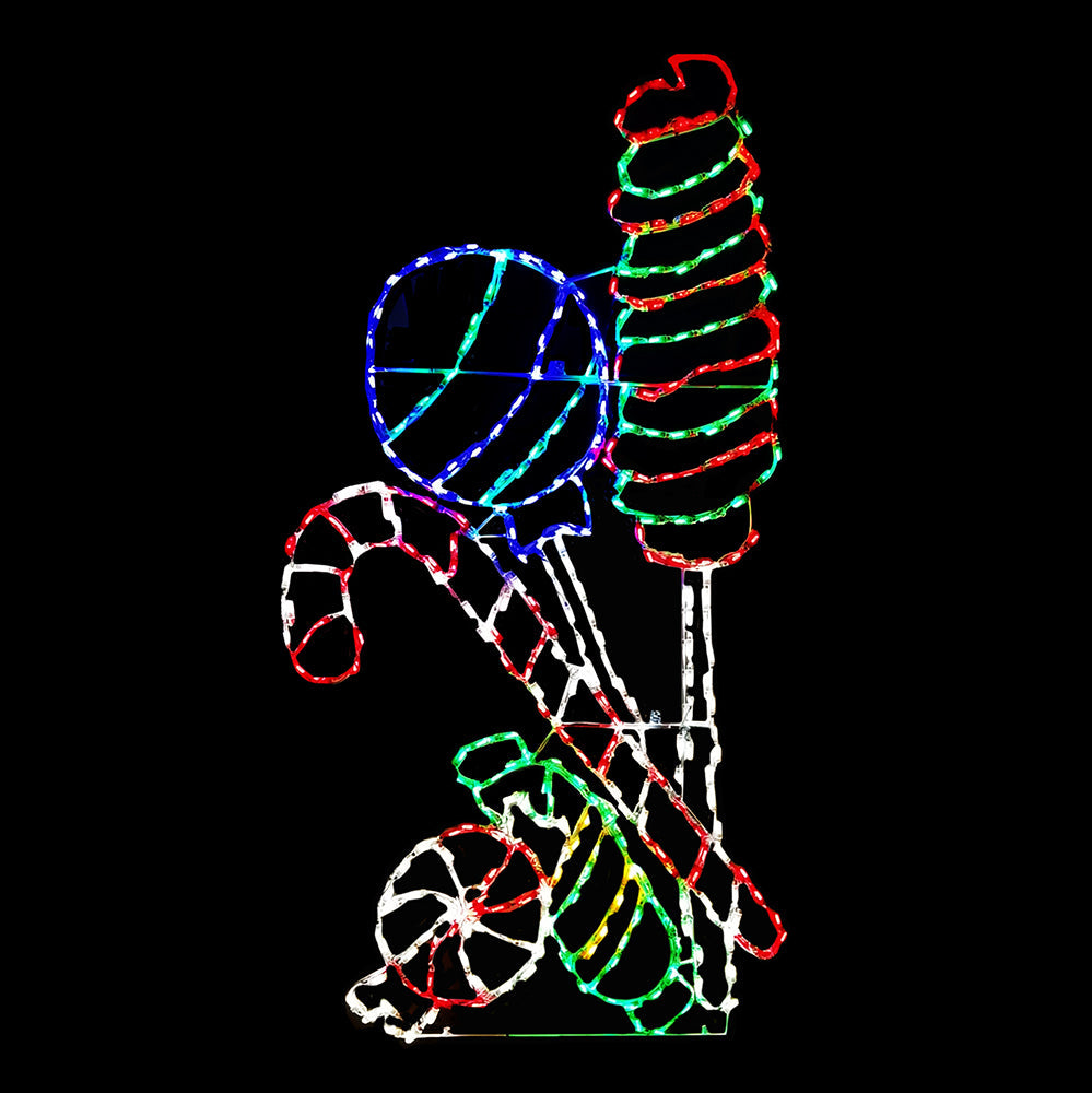 Brite Ideas 38" x 72" Candy Cane Cluster LED Display POP3
