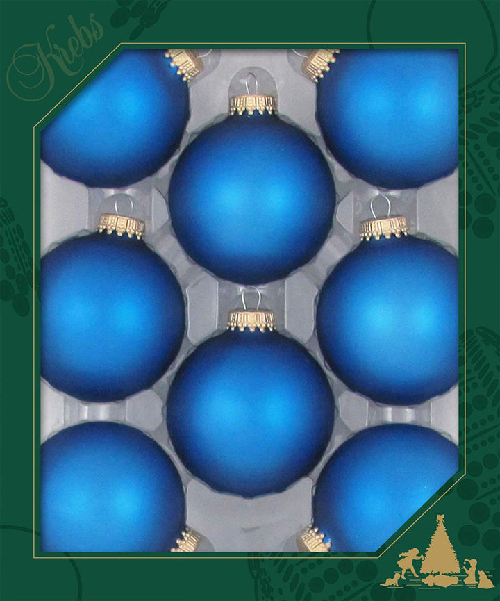 Christmas by Krebs Classic Blue Velvet 2.63 in Glass Christmas Tree Ornaments Set of 8 #KBX70419