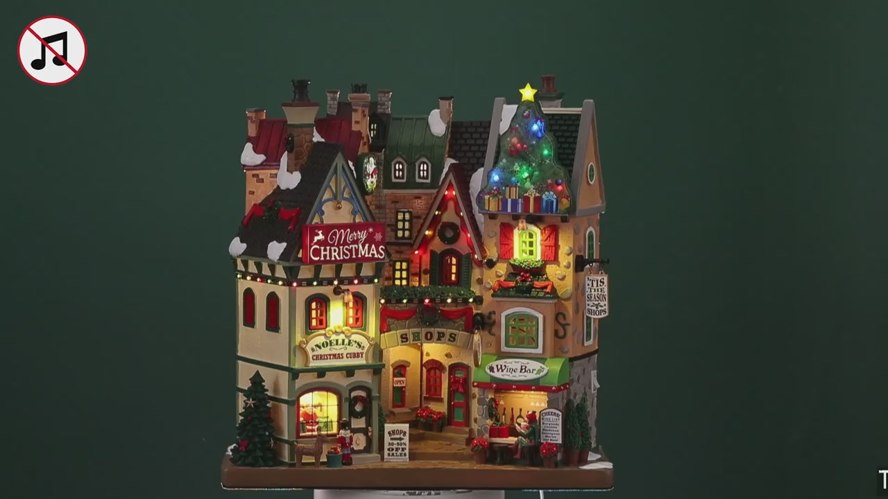 Lemax Tis the Season Shops Facade Battery Operated Lighted Building #15804