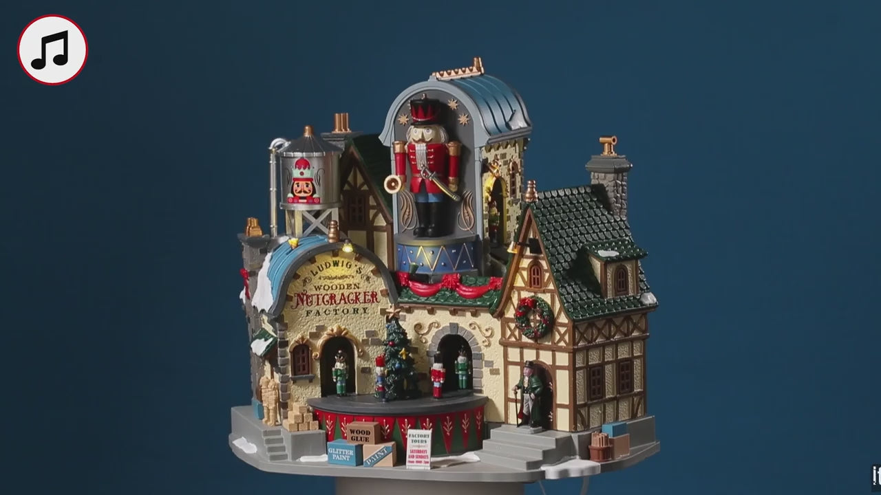 Lemax Ludwig’s Wooden Nutcracker Factory Animated Lighted Musical Building #95463