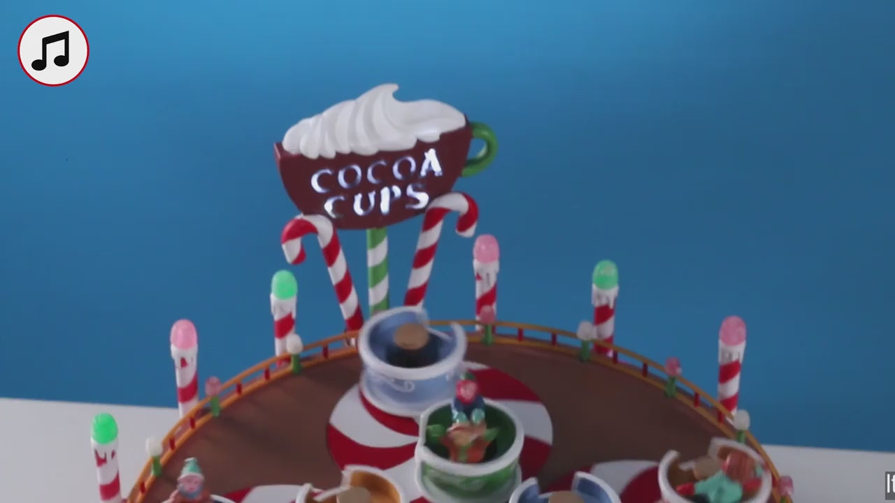 Lemax Cocoa Cups Sights and Sounds Animated Lighted Musical Ride #74222