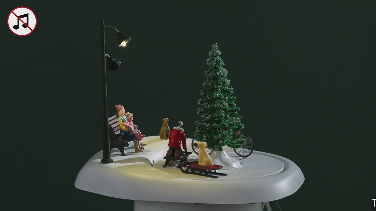 Lemax Snowbiking With Dad Animated Battery-Operated Table Accent #34087