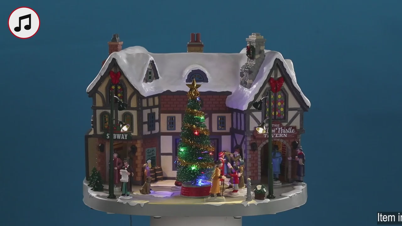 Lemax The Bell & Thistle Tavern Sights and Sounds Animated Lighted Building #05682