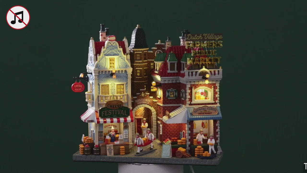 Lemax Dutch Cheese Festival And Farmers Market Lighted Facade B/O 4.5V #25868