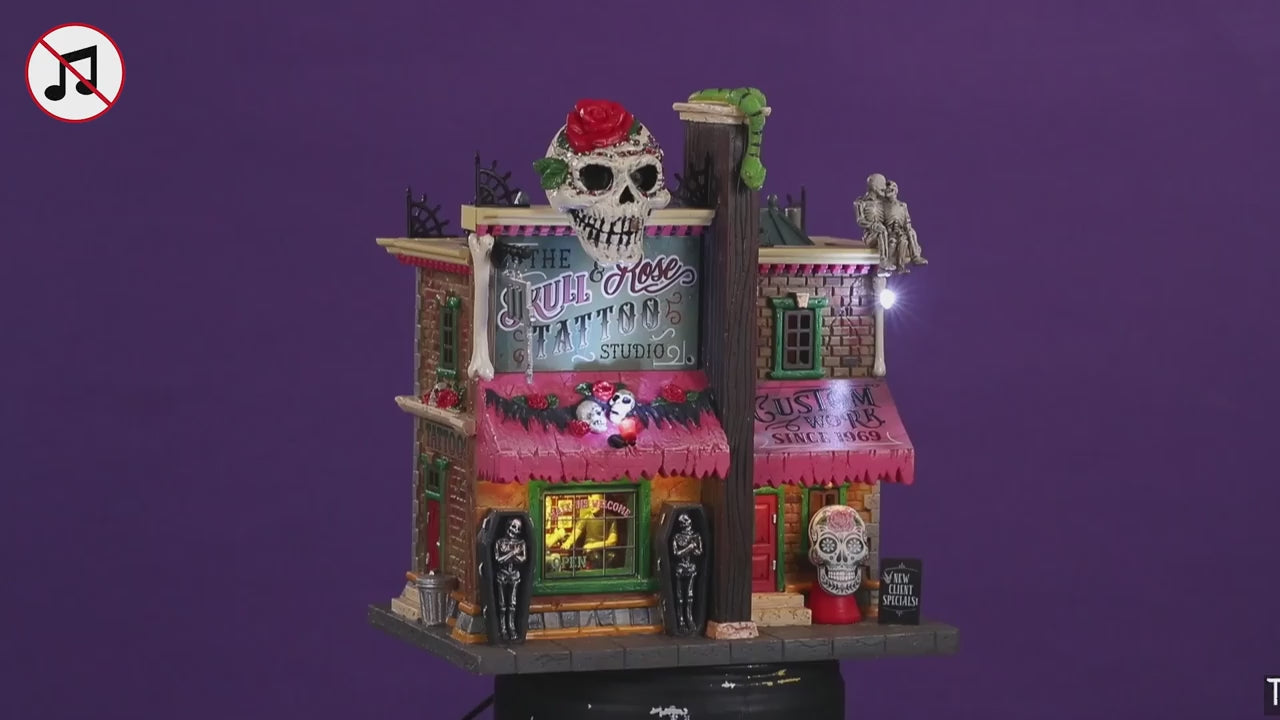 LEMAX The Skull and Rose Tattoo Studio, Battery Operated (4.5V) #15751