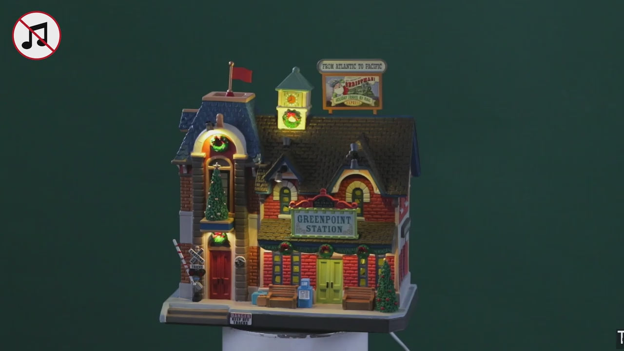 Lemax Greenpoint Railroad Station Lighted Building with 4.5V Adaptor #25866