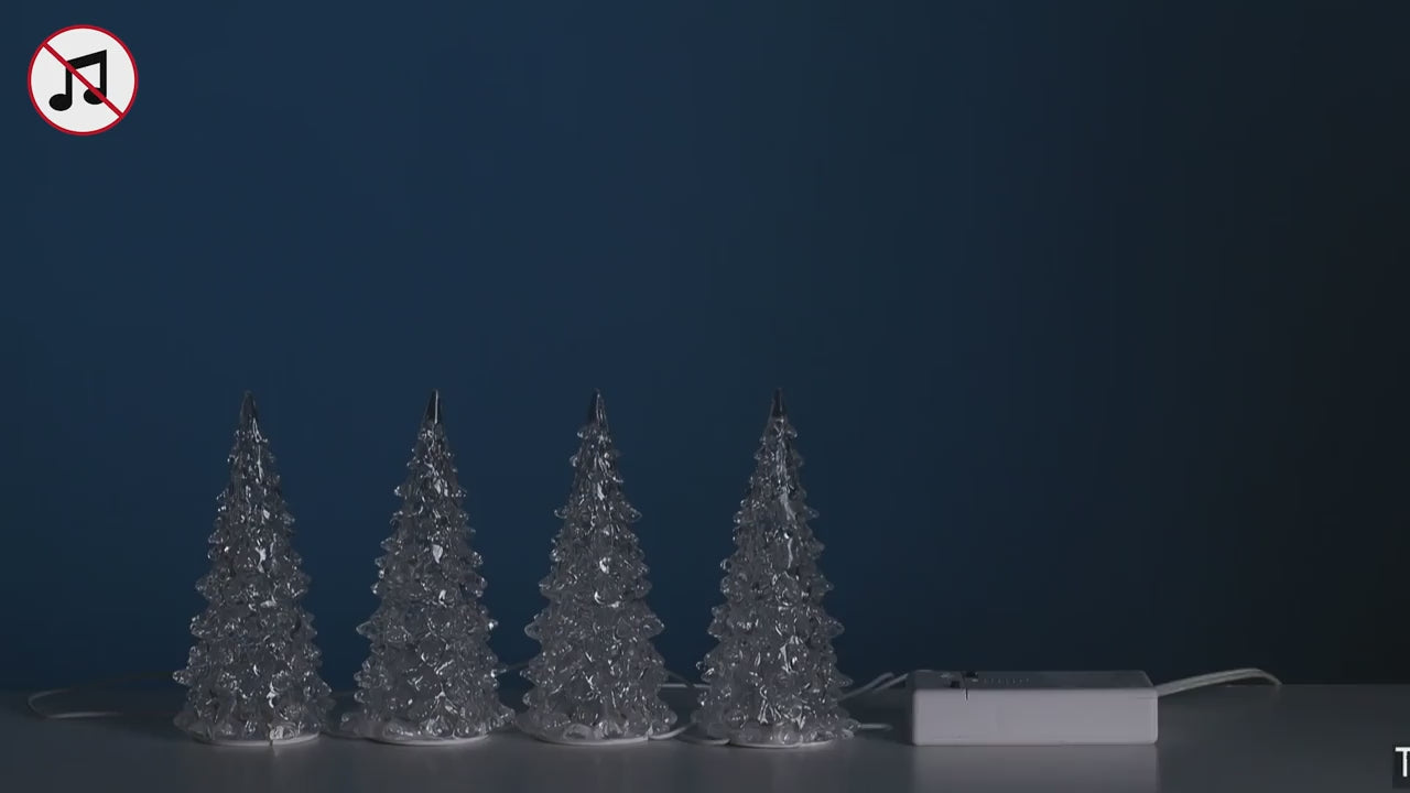 LEMAX Crystal Lighted Tree, 3 Color Changeable, Small, set of 4, Battery Operated (4.5V) #94518