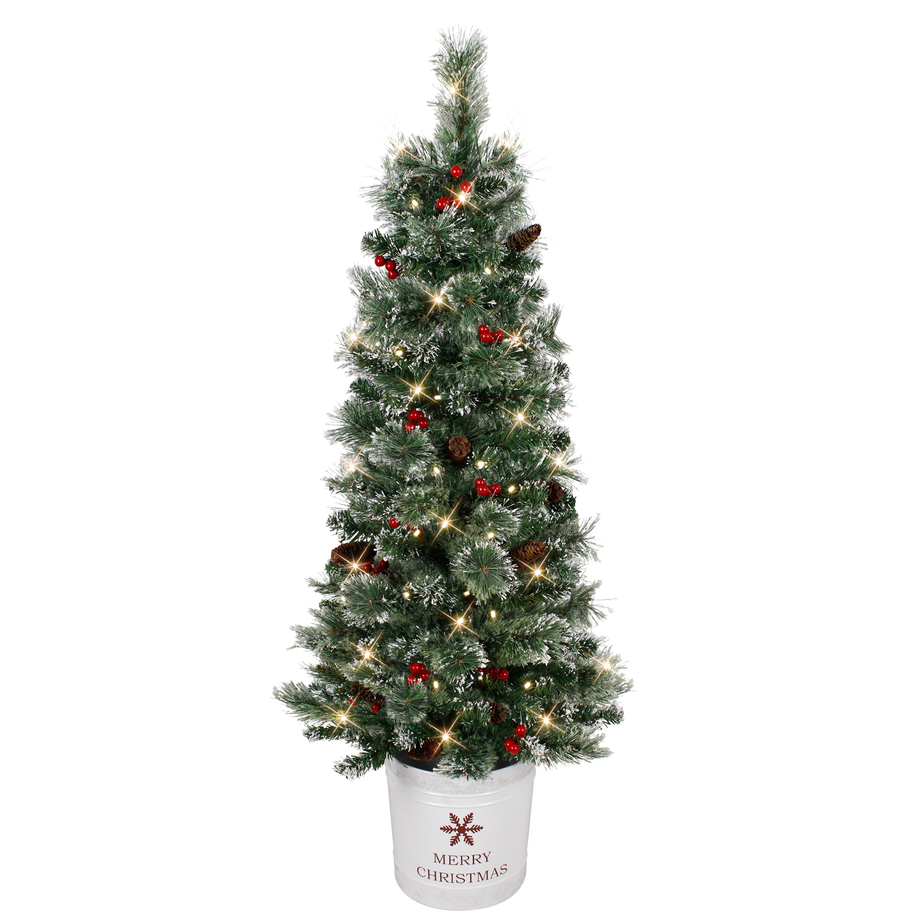 4.5' Pre-Lit Potted Pine Artificial Christmas Tree 51062A-LP40LW04