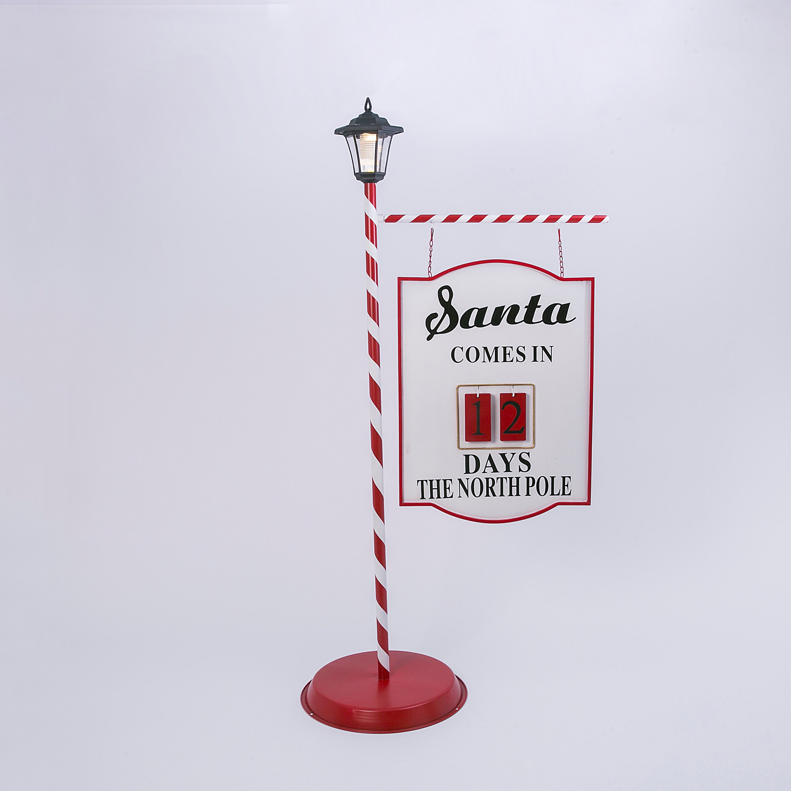 Illuminated 57.75 in H Solar Lighted Metal Santa with “JOY” Sign 2487130EC
