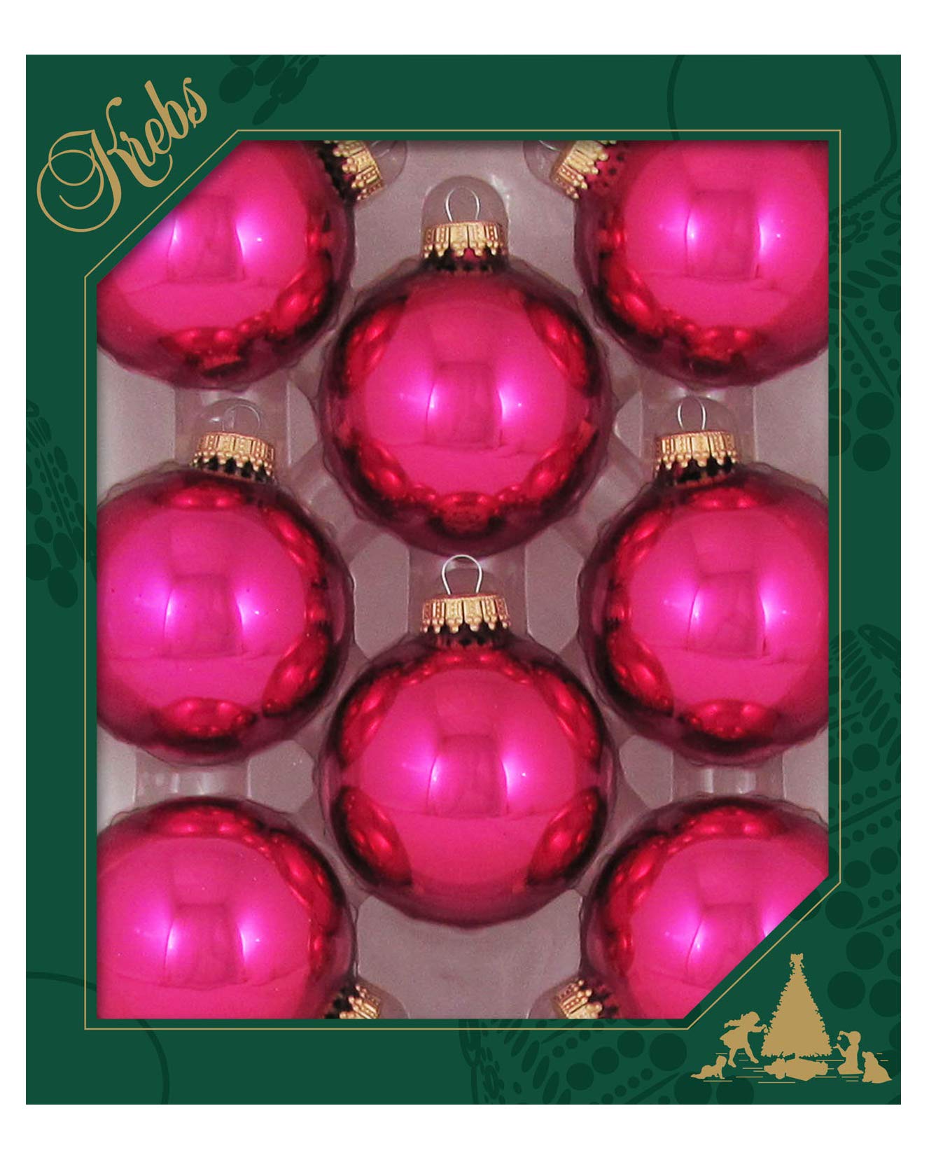 Christmas by Krebs Cabernet Shine 2.63 in Glass Christmas Tree Ornaments Set of 8 #KBX90005