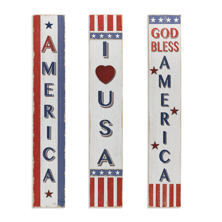 47.2 Inch Tall Wood Americana Decor Set of 3 2520570EC