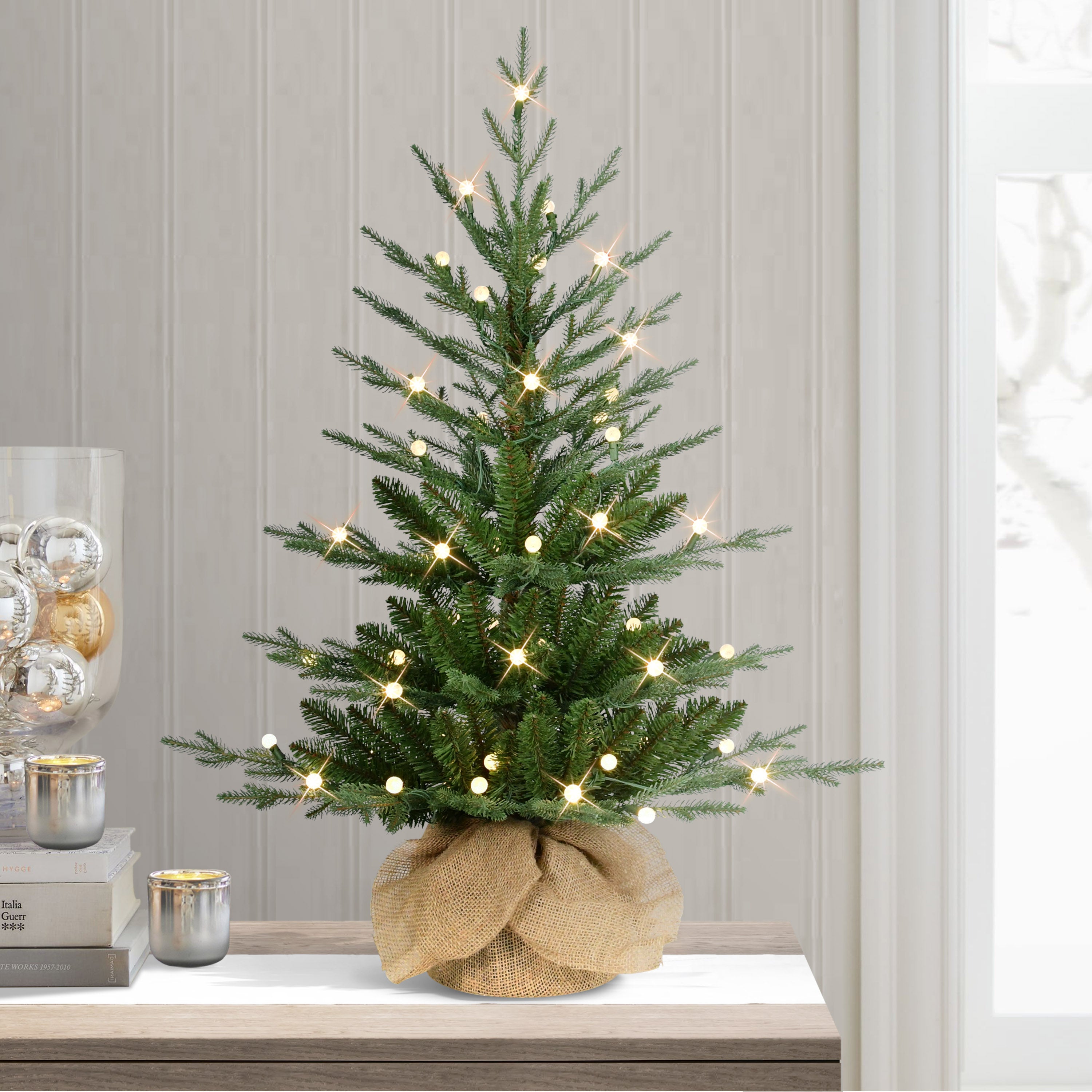 3' Pre-Lit Christmas Tree in Burlap Sac Base