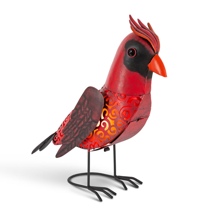 15.75 in. Solar Powered Metal Red Cardinal Garden Decor