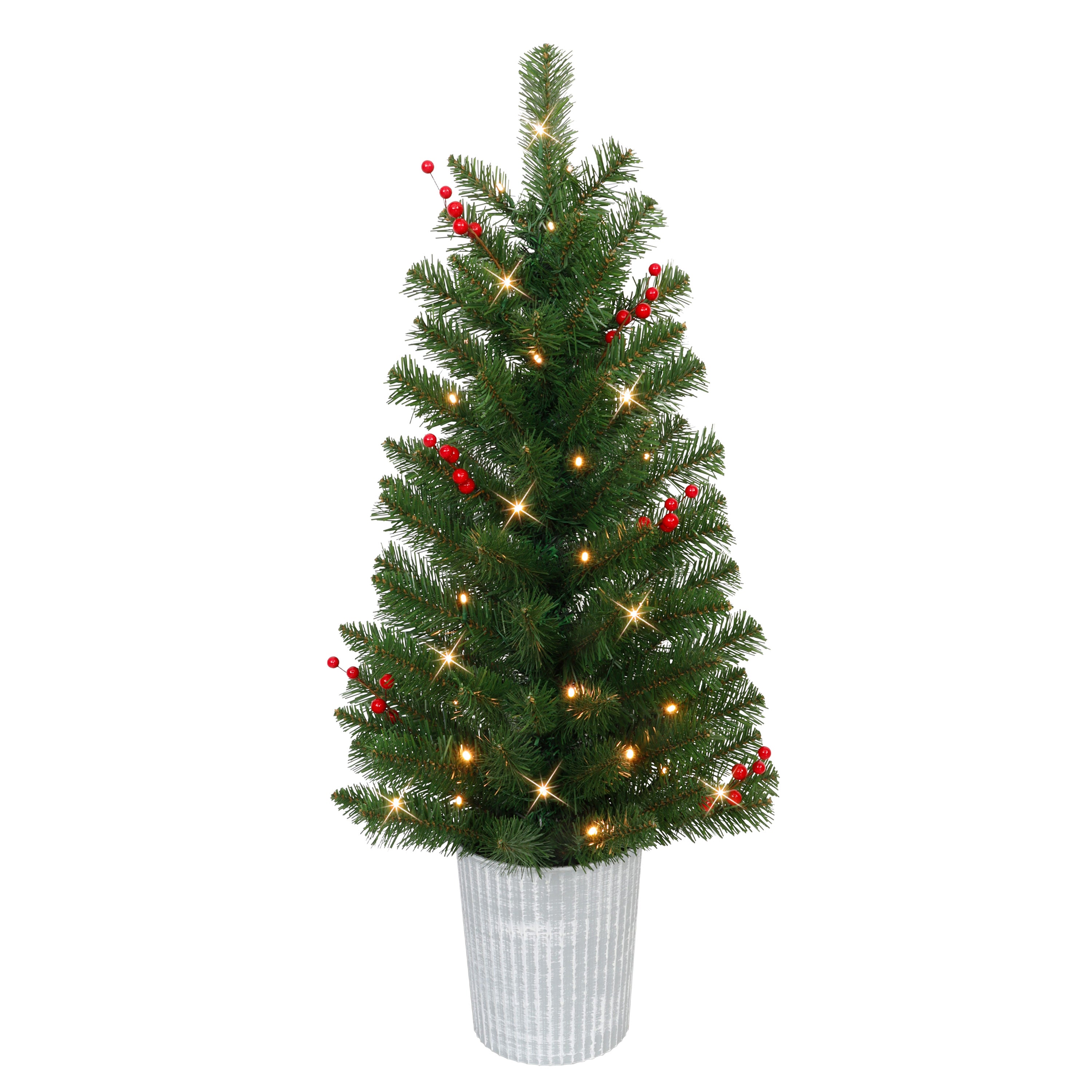 Set of 2 3.5 ft. Pre-Lit Potted Trees 4527-ST35LW035A-2-BO