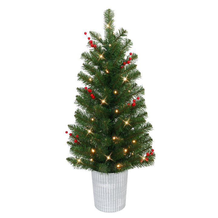 Set of 2 3.5 ft. Pre-Lit Potted Trees 4527-ST35LW035A-2-BO