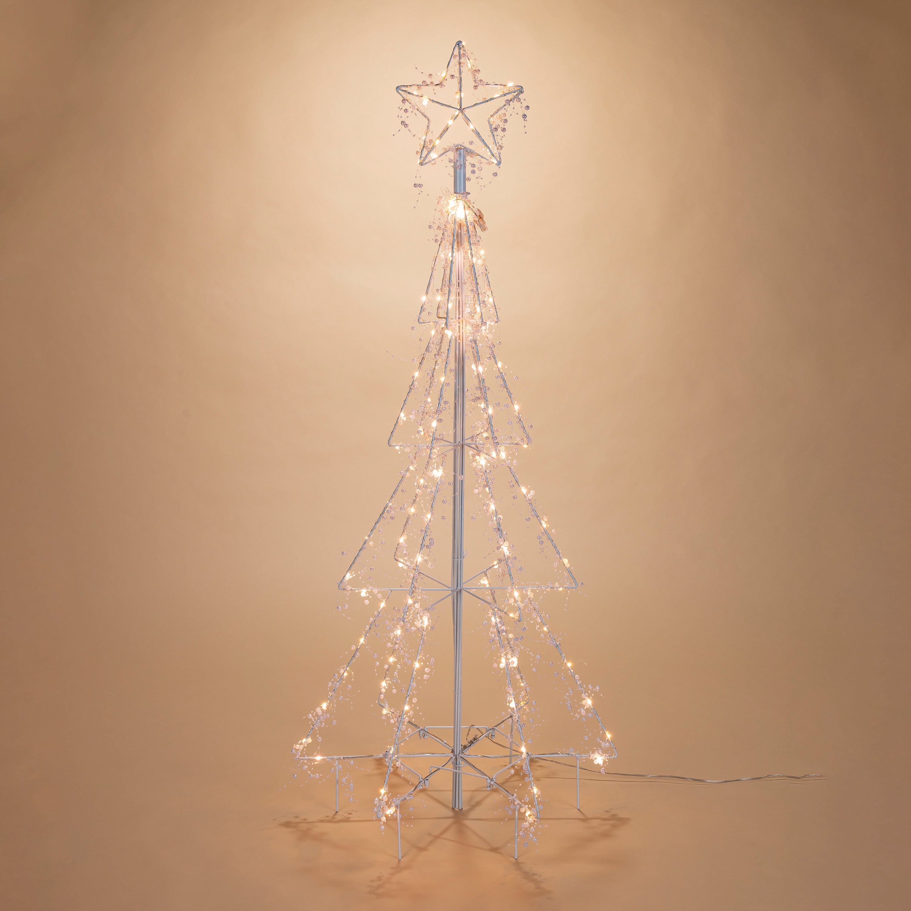 Illuminated 47.24 in H Electric Lighted White Iron Christmas Tree with Star Topper 2619530EC