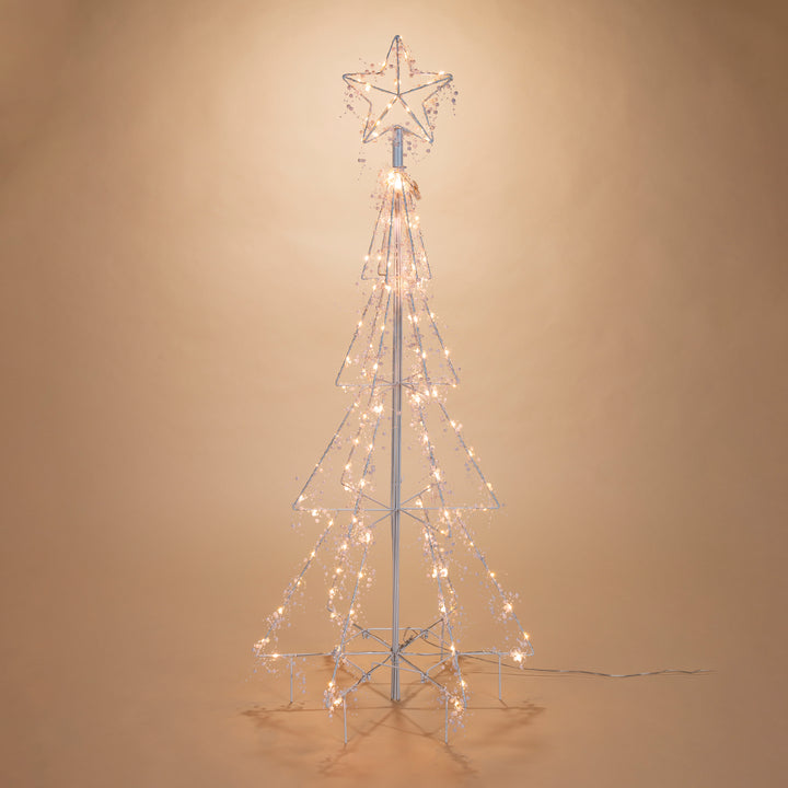 Illuminated 47.24 in H Electric Lighted White Iron Christmas Tree with Star Topper 2619530EC