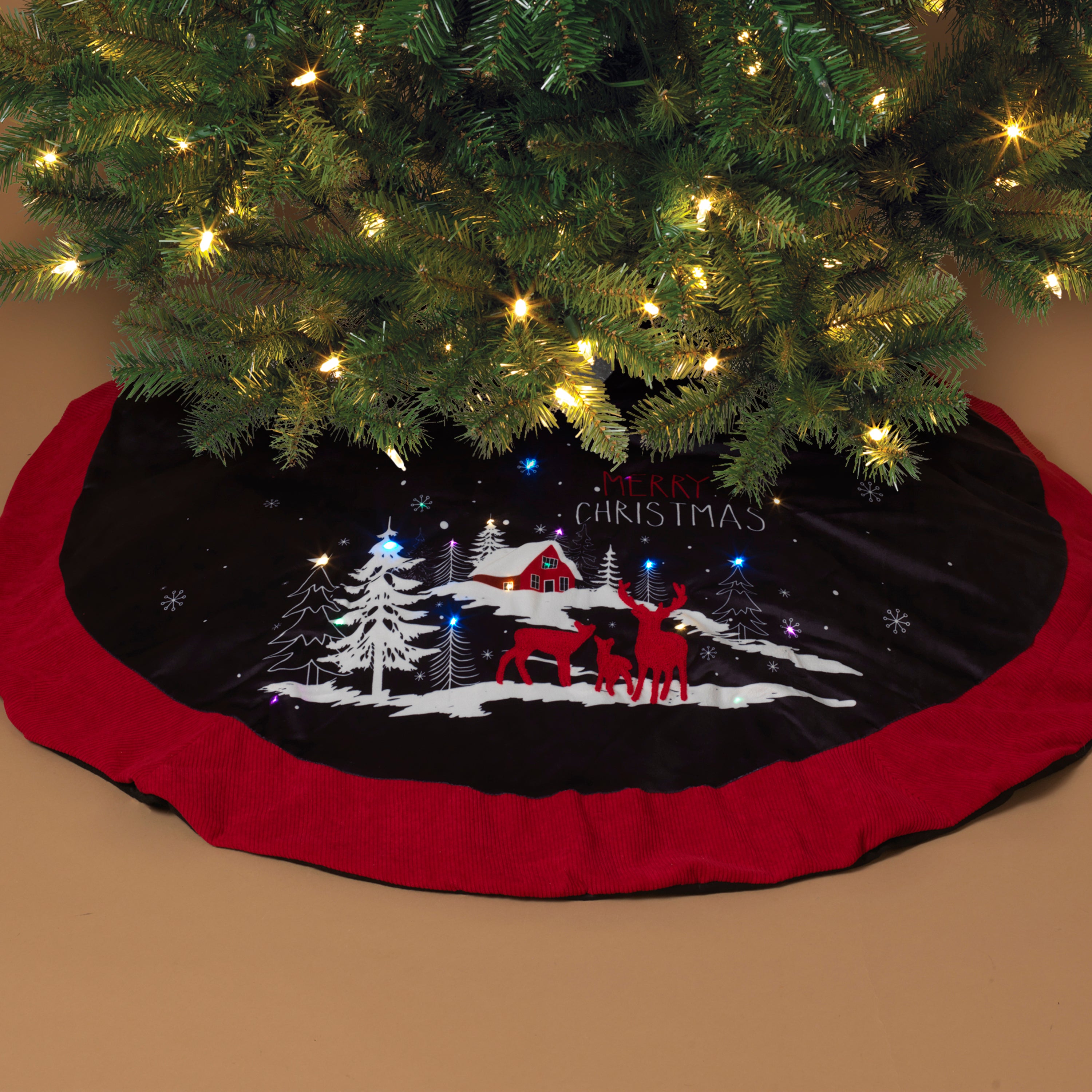 Estate style 48 in D Battery Operated LED Lighted Christmas Tree Skirt 2664090EC