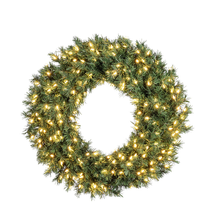 Sterling Elegant 36 Inch Aspen Spruce Wreath with 350 Tips and 200 Warm White LED Lights #446790CLEDEC