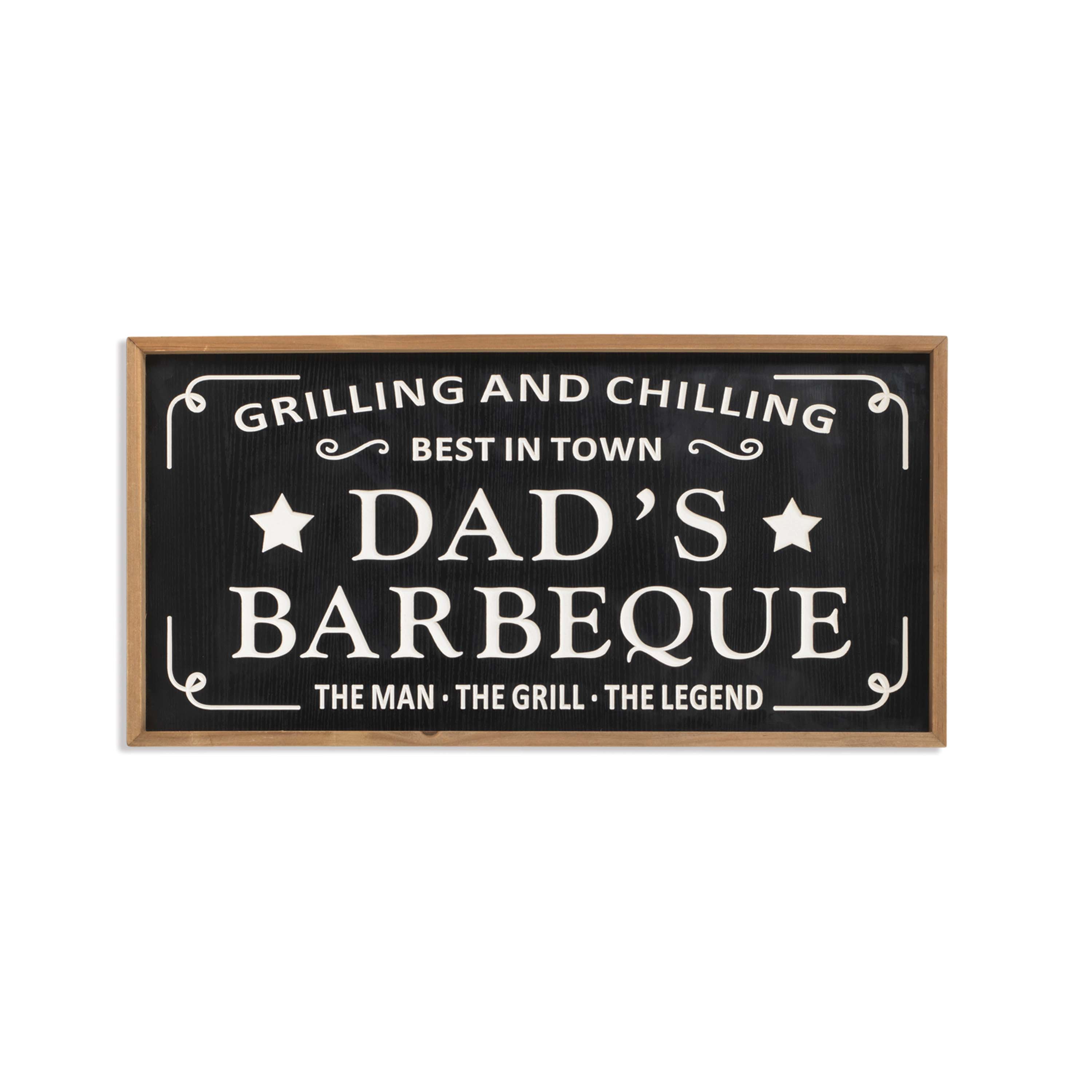 31.5 Inch Wood Engraved DADS BARBEQUE Wall Sign 2624430EC-A