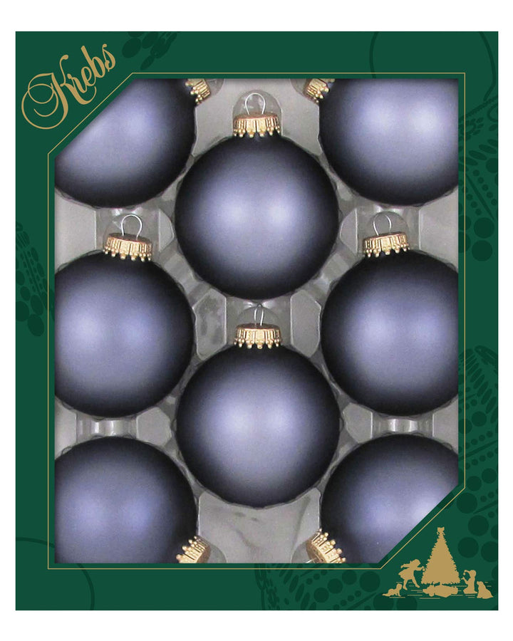 Christmas by Krebs Bluestone Velvet 2.63 in Glass Christmas Tree Ornaments Set of 8 #KBX40143