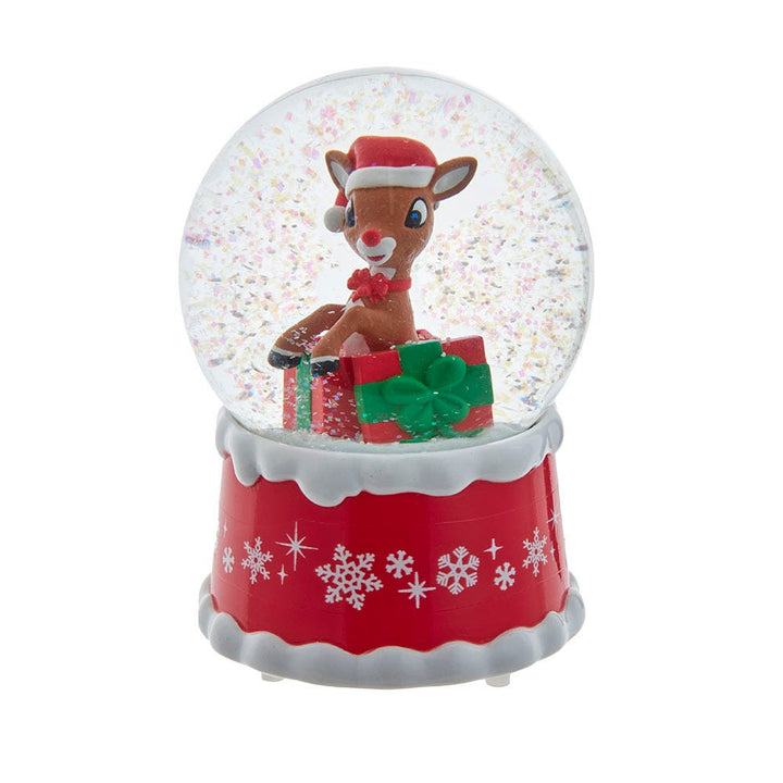 Kurt Adler 100MM Rudolph In Present Water Globe